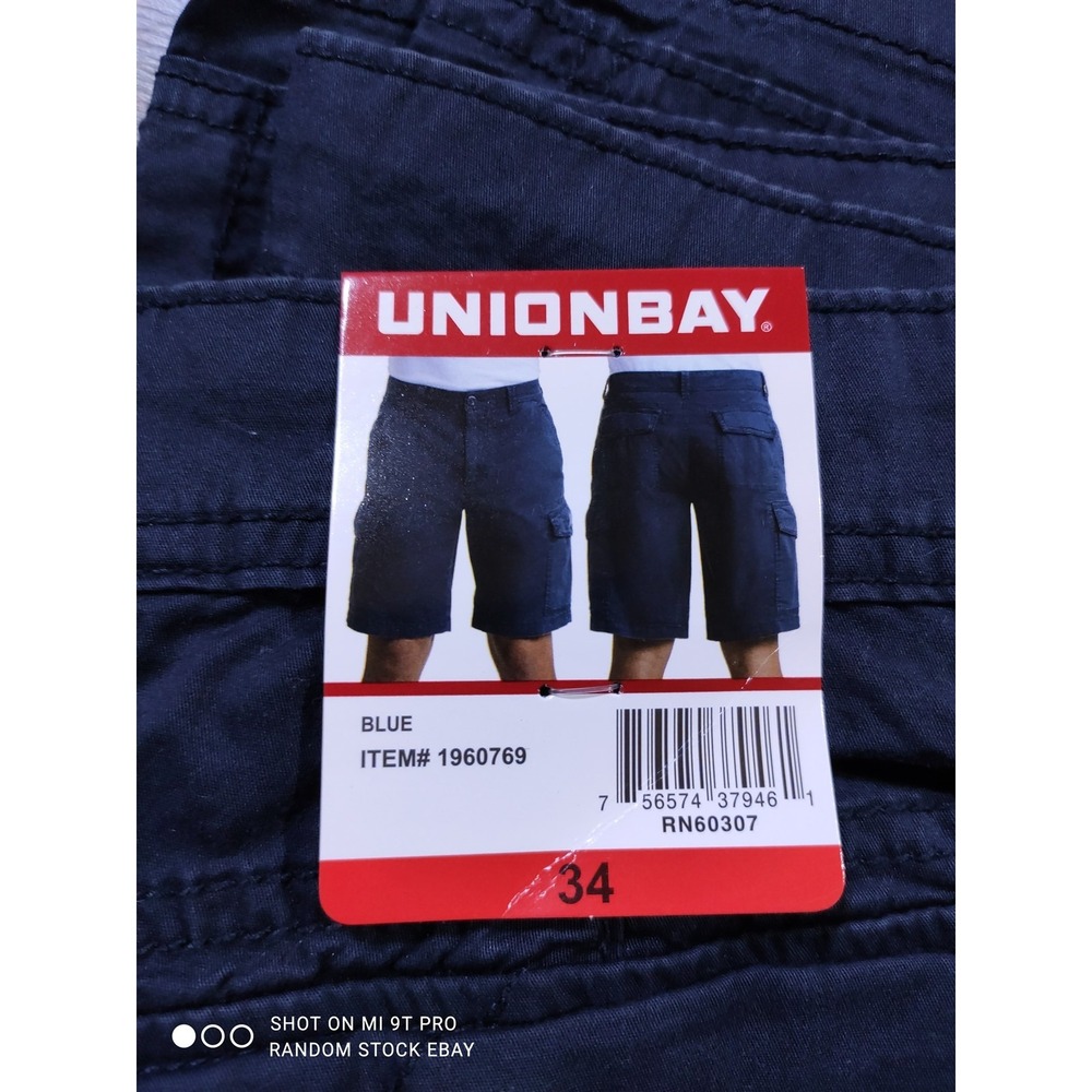 UnionBay Mens Blue Cargo Shorts Size 34 Utility Hiking Summer RN60307